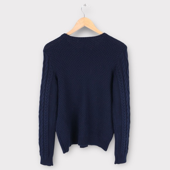 Lauren Ralph Lauren Cable Knit Sweater Navy Blue Cotton Blend Women's XL - Picture 4 of 4